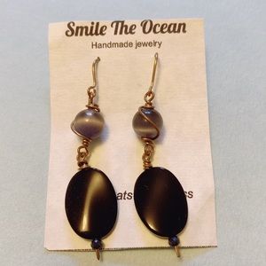 Smile The Ocean Handmade Brass Cat’s Eye Earrings